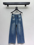 Rhinestone-embellished straight-leg wide-leg jeans