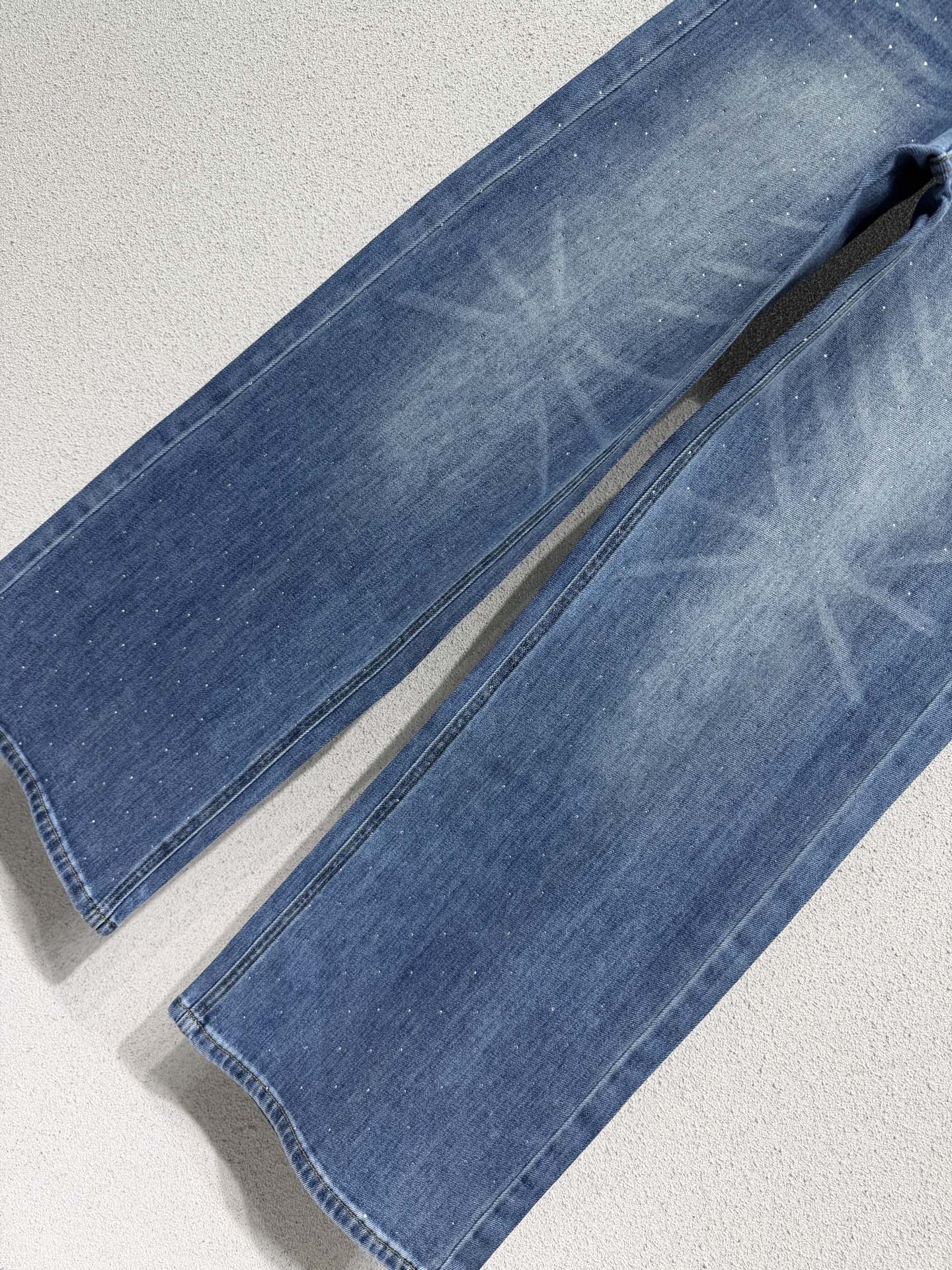Rhinestone-embellished straight-leg wide-leg jeans