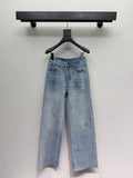 Rhinestone-studded straight-leg wide-leg jeans