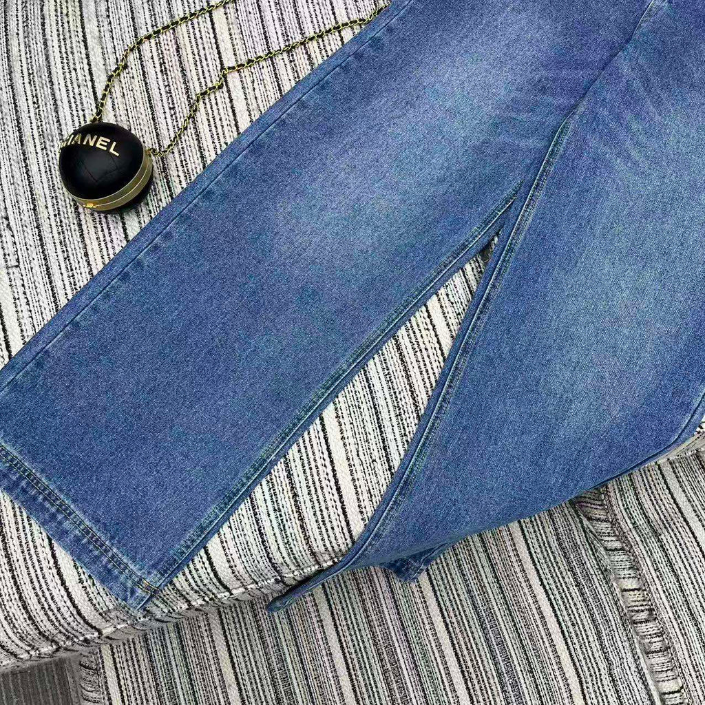 Logo straight-leg wide-leg jeans
