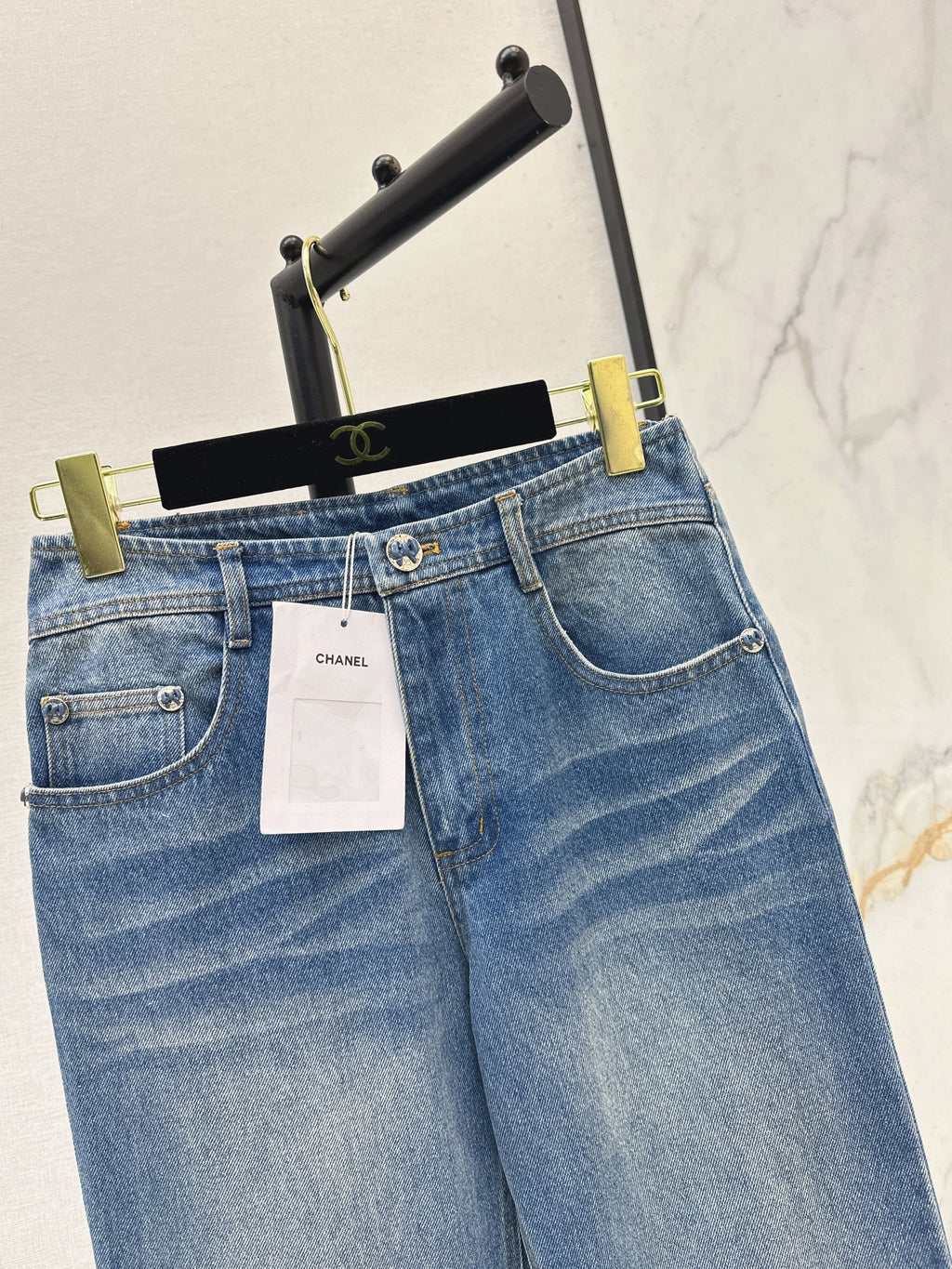 Distressed Washed Denim Set