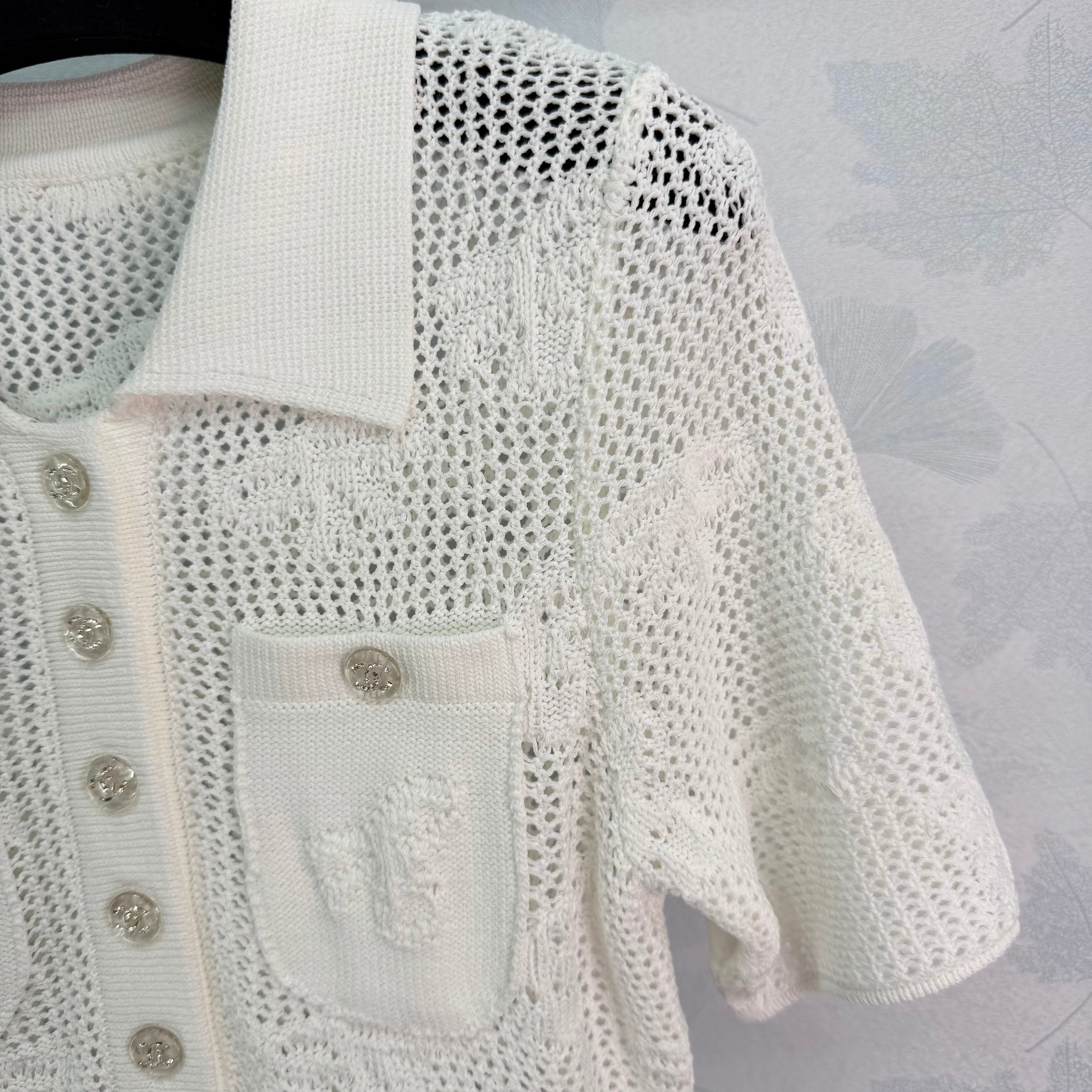 Openwork Knit Short-Sleeve Top