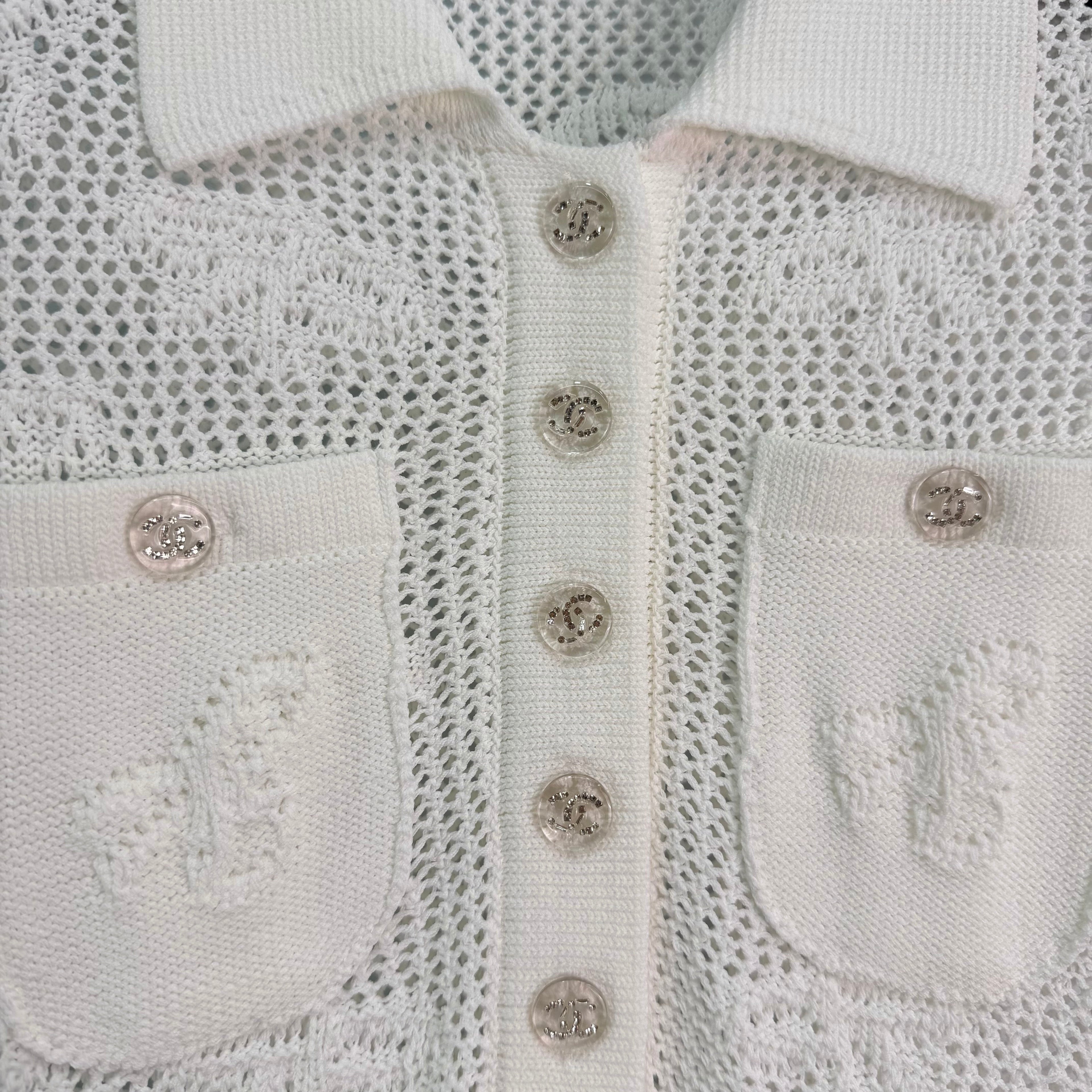 Openwork Knit Short-Sleeve Top