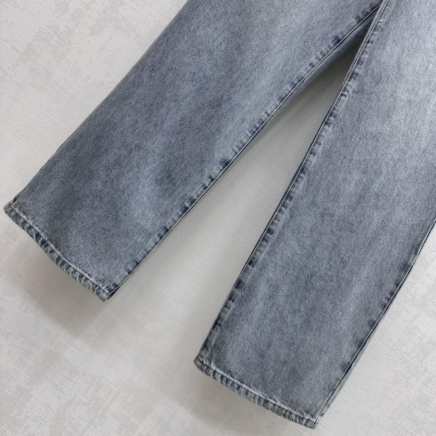 Embroidered Straight-Leg Denim Pants