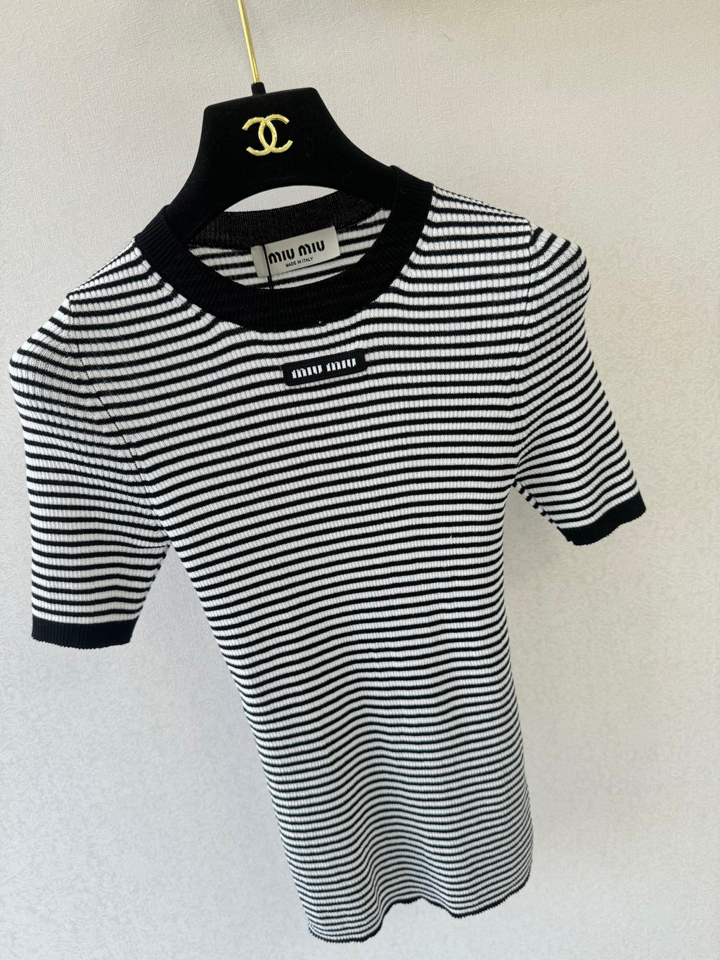 Striped short-sleeved shirt