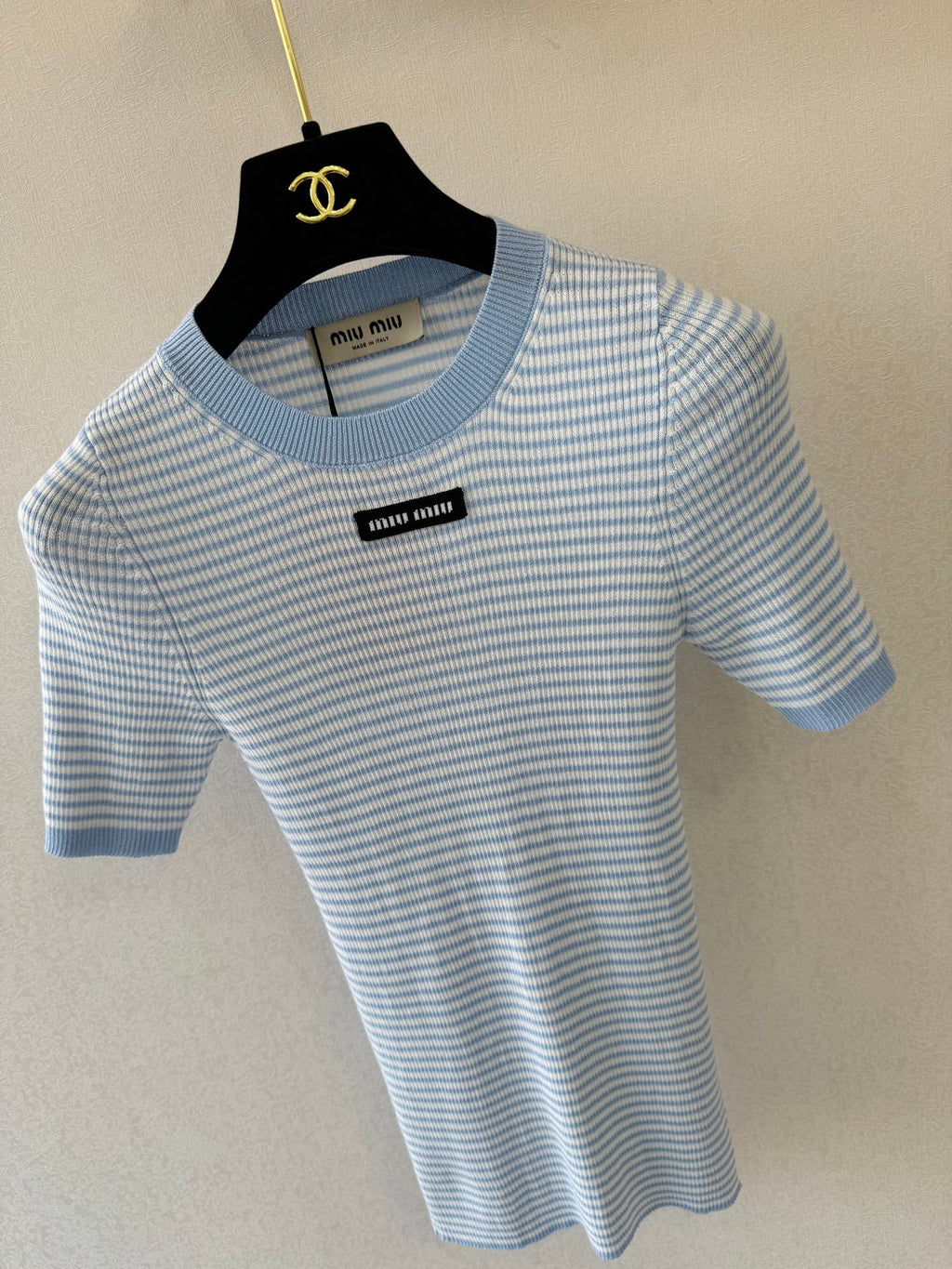 Striped short-sleeved shirt