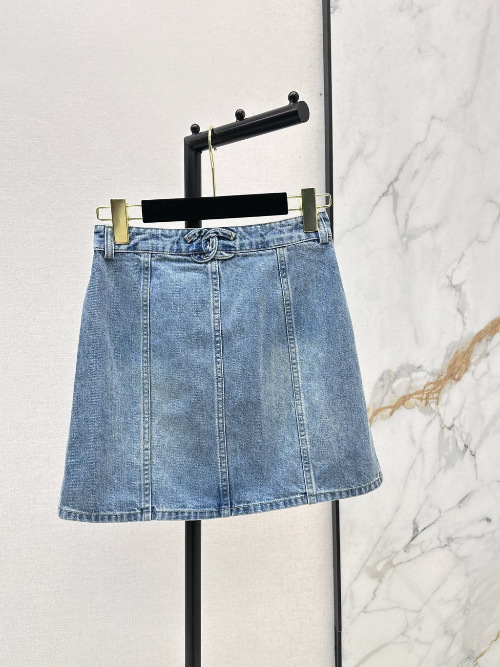Denim skirts with back waist decoration