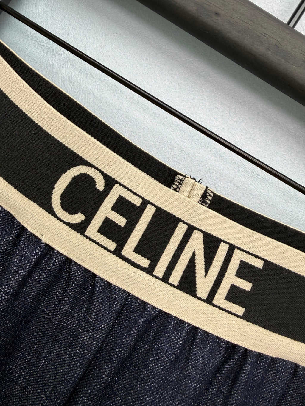 Faux Denim Wide-Leg Pants
