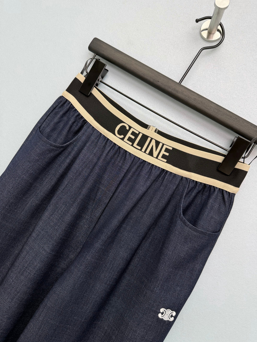 Faux Denim Wide-Leg Pants