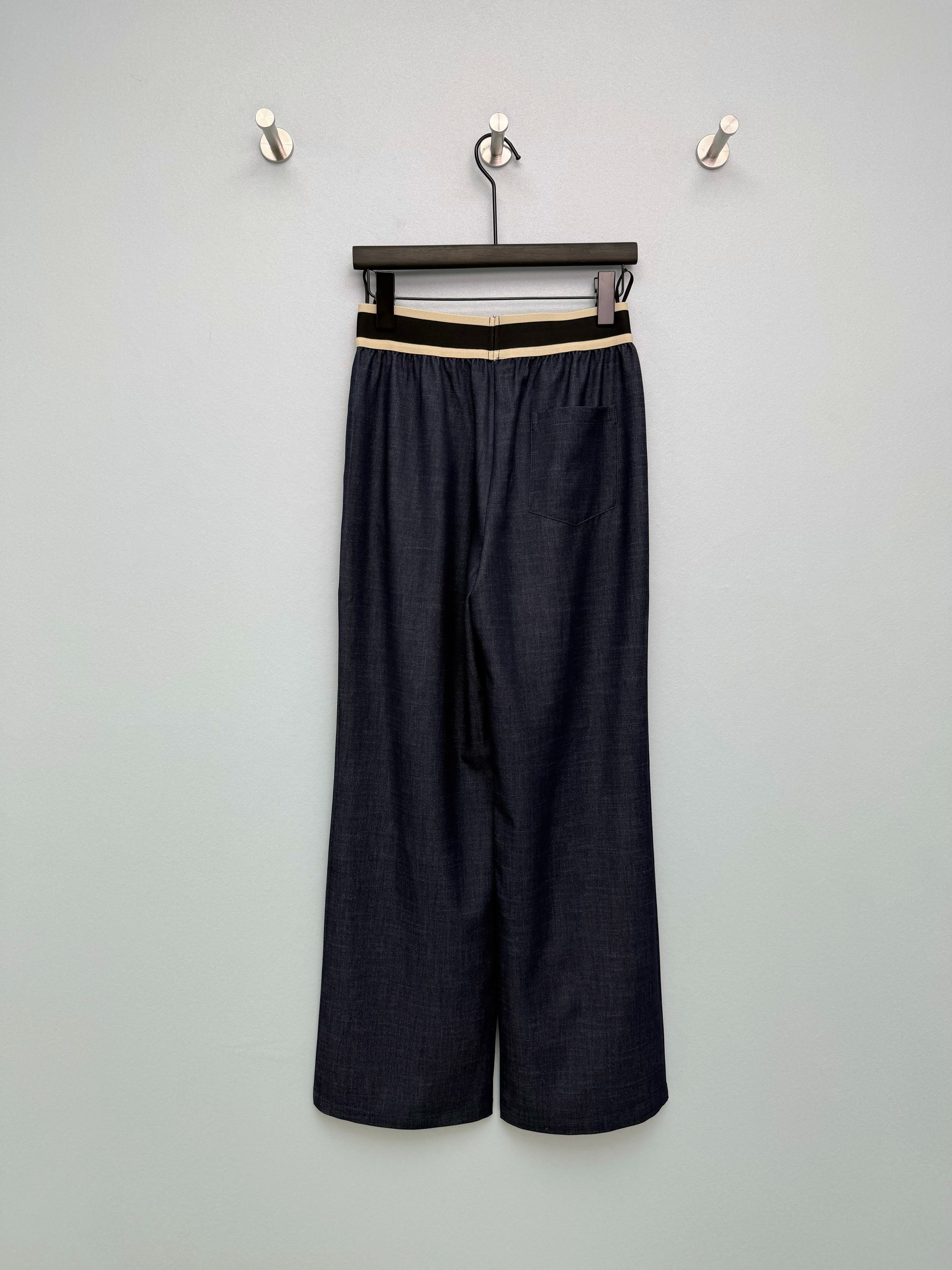 Faux Denim Wide-Leg Pants