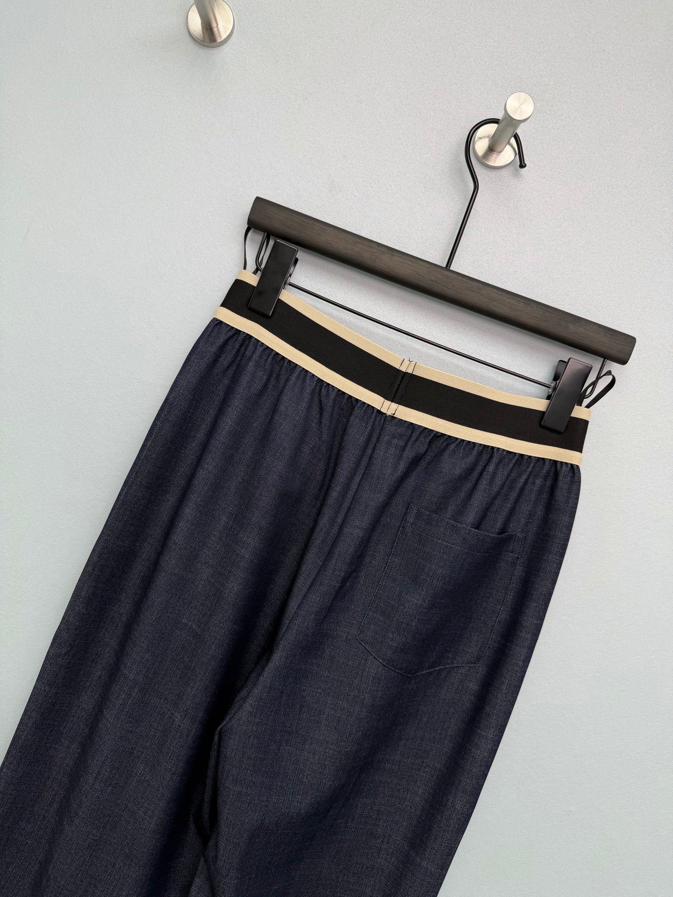 Faux Denim Wide-Leg Pants