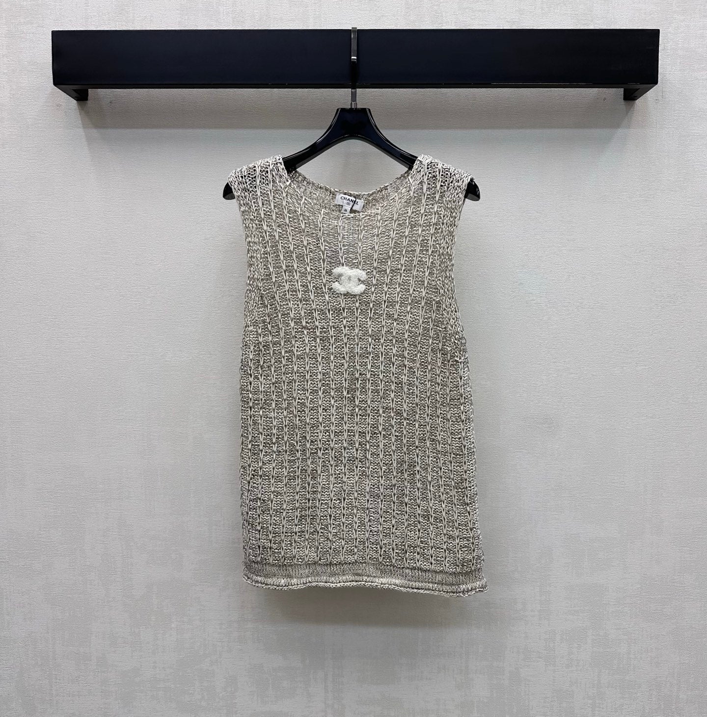 Embroidered Openwork Knitted Vest