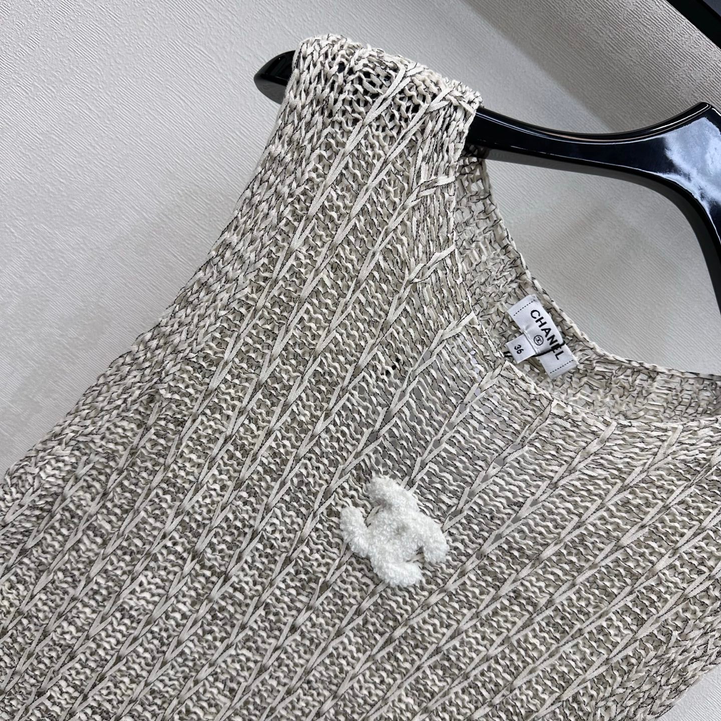 Embroidered Openwork Knitted Vest