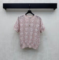 Metal Logo Short-Sleeve Knit Top