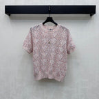 Metal Logo Short-Sleeve Knit Top
