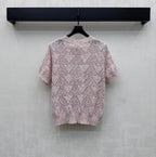 Metal Logo Short-Sleeve Knit Top
