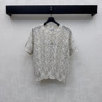 Metal Logo Short-Sleeve Knit Top