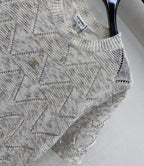 Metal Logo Short-Sleeve Knit Top