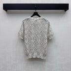 Metal Logo Short-Sleeve Knit Top