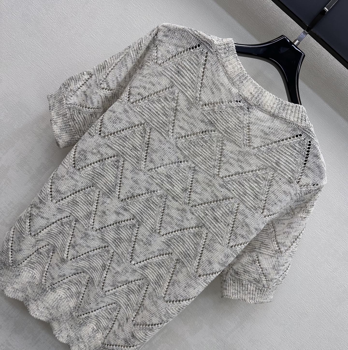 Metal Logo Short-Sleeve Knit Top