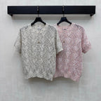 Metal Logo Short-Sleeve Knit Top