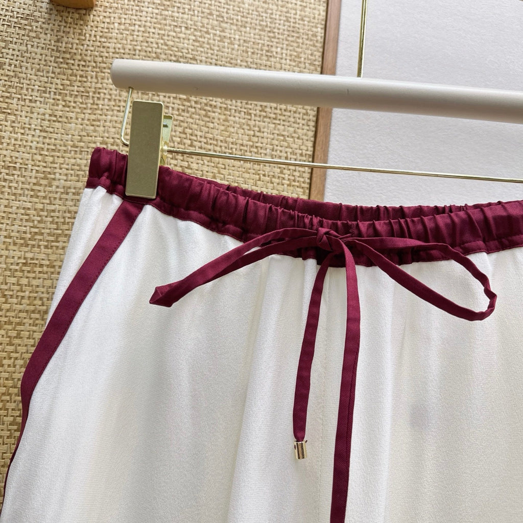 Burgundy High-Waisted Wide-Leg Pants