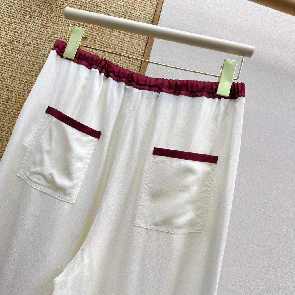 Burgundy High-Waisted Wide-Leg Pants