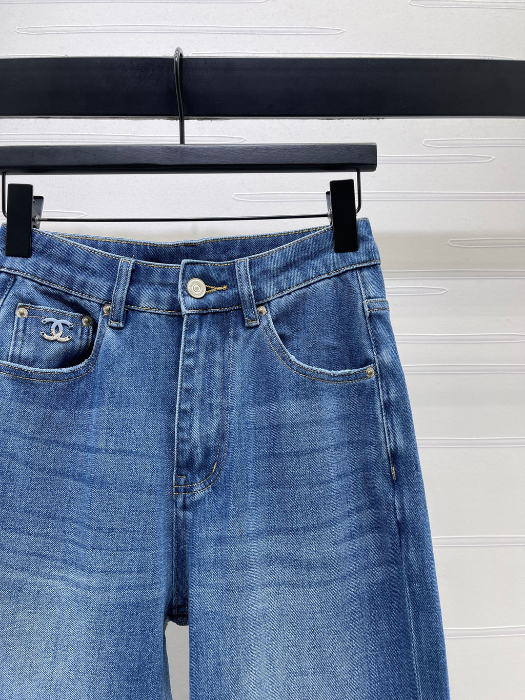 Straight-leg denim trousers