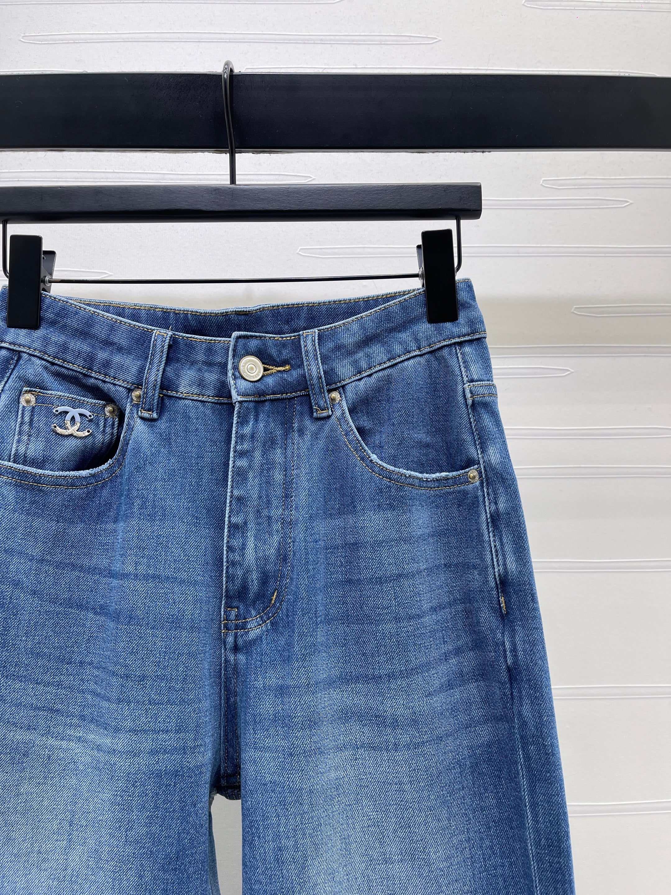 Straight-leg denim trousers