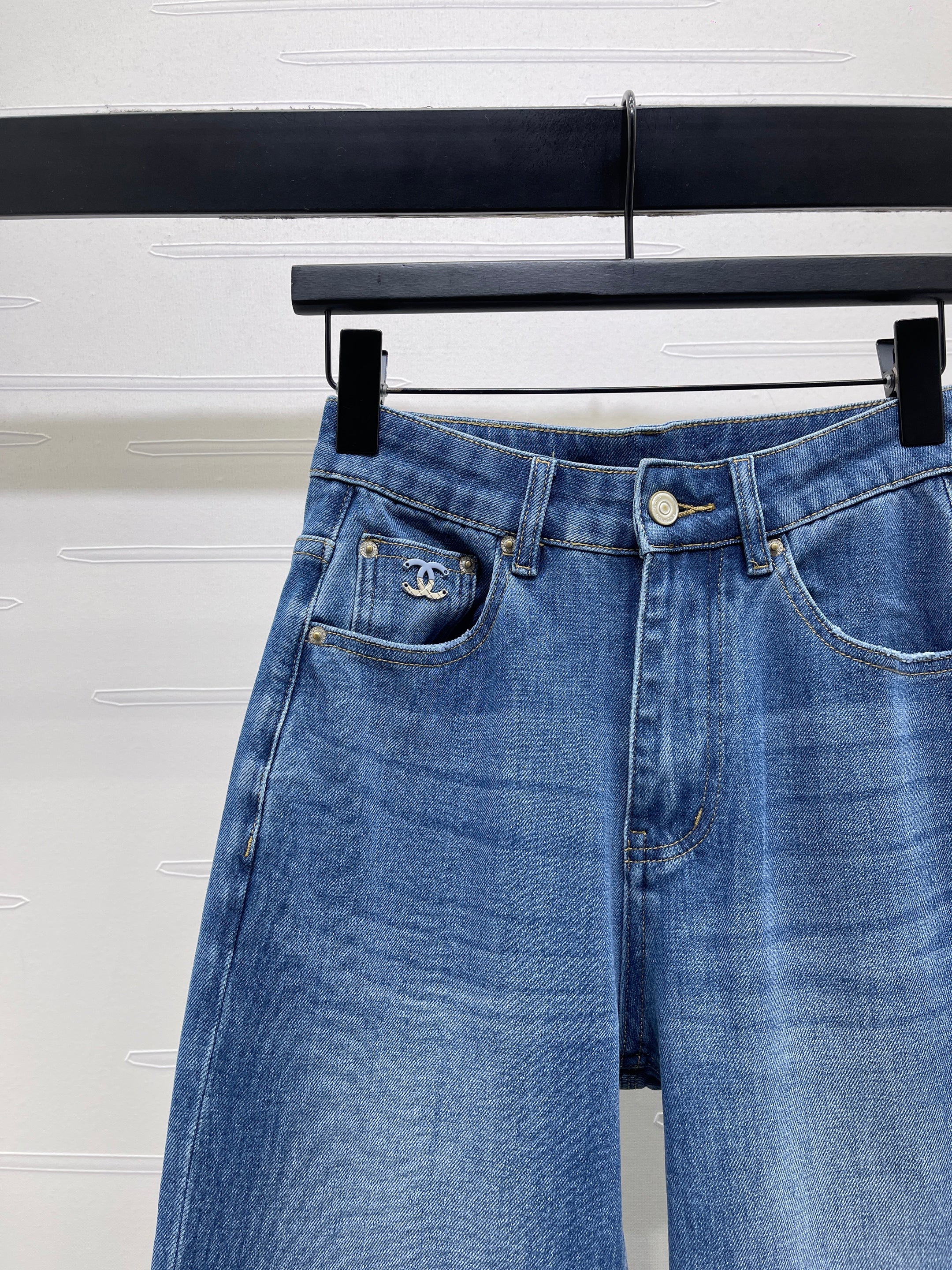 Straight-leg denim trousers