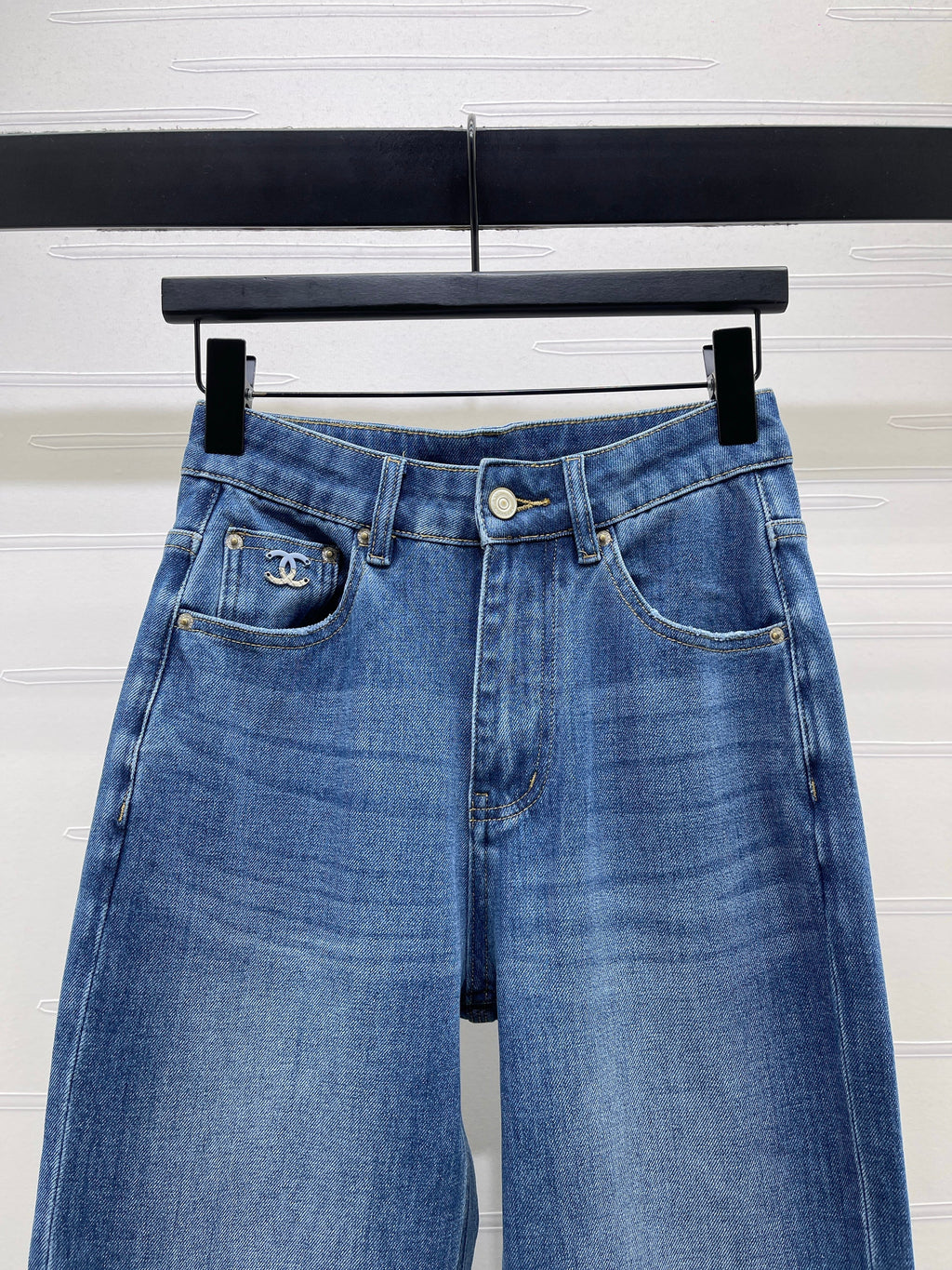 Straight-leg denim trousers