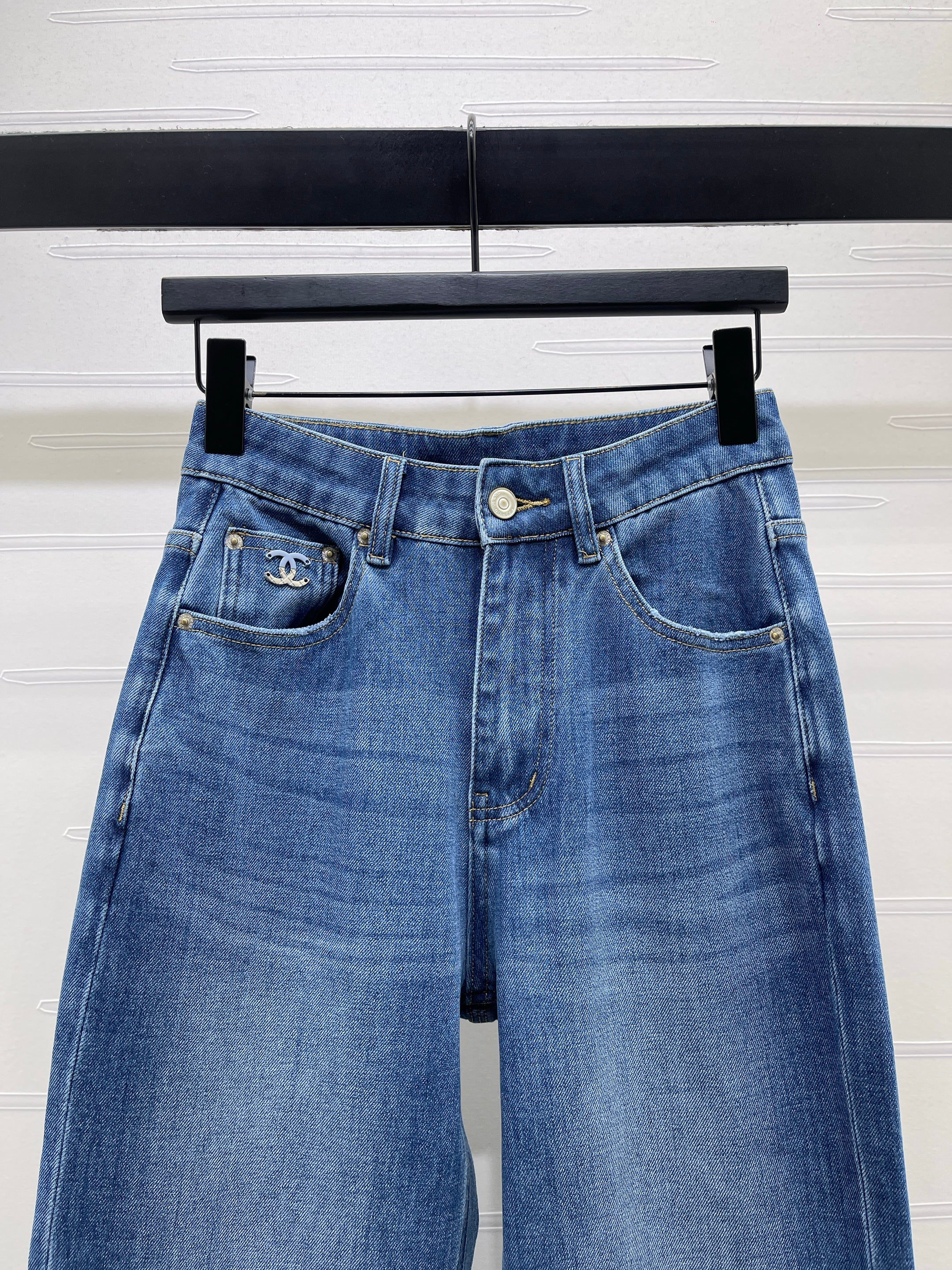 Straight-leg denim trousers