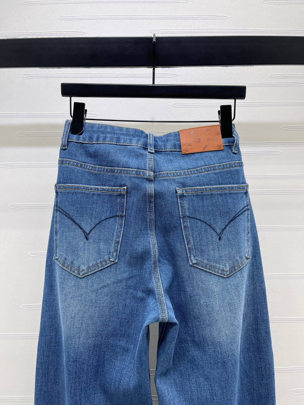 Straight-leg denim trousers
