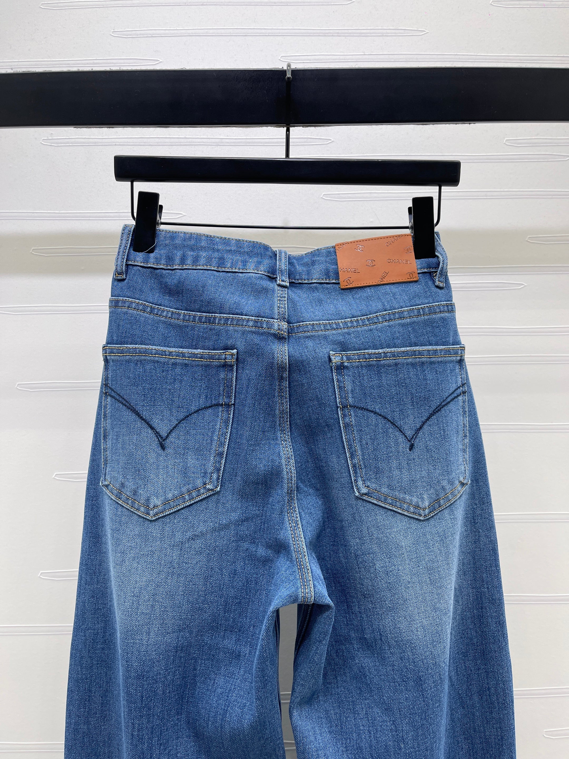 Straight-leg denim trousers