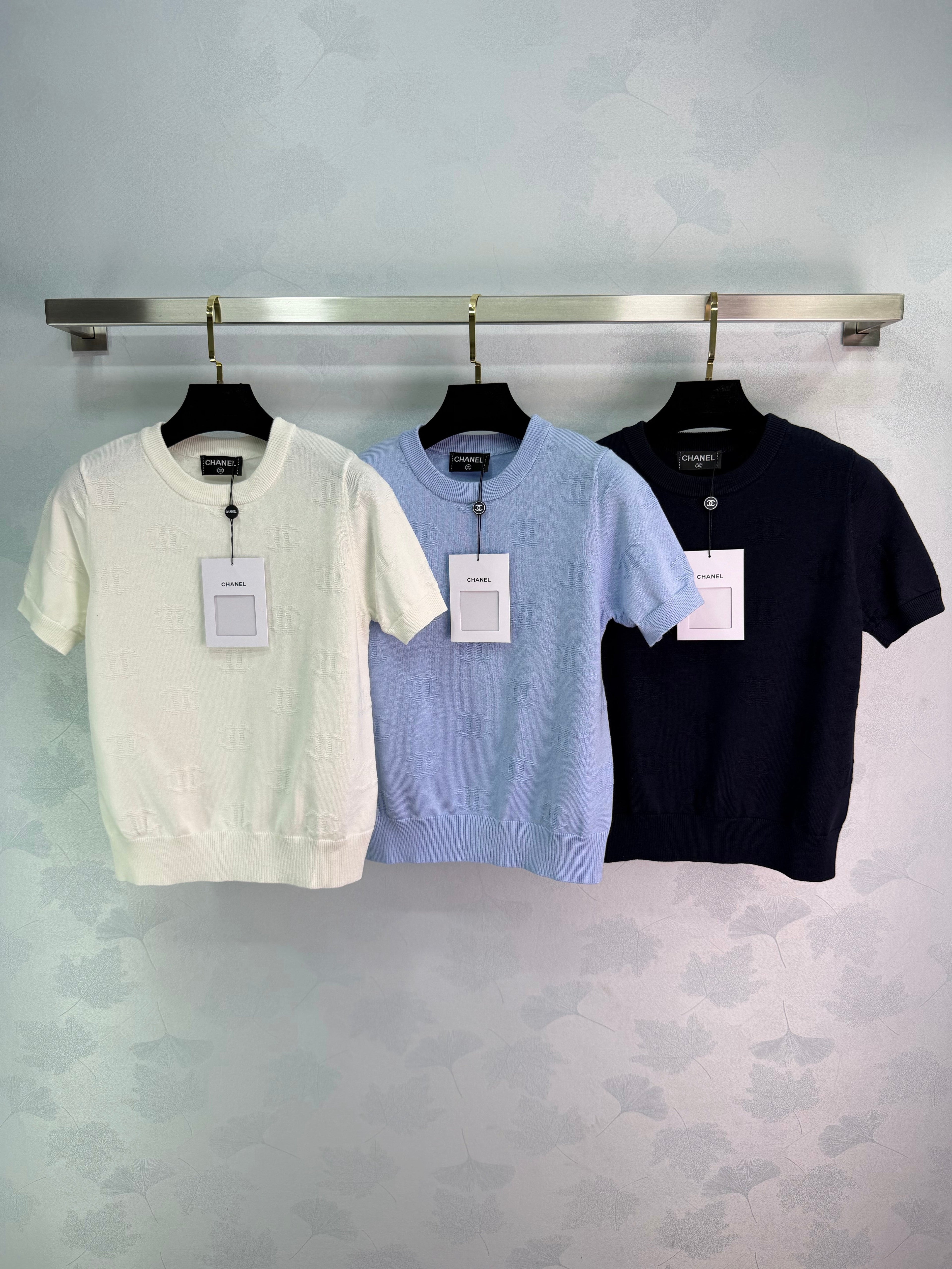 Jacquard Knit Short-Sleeve T-Shirt
