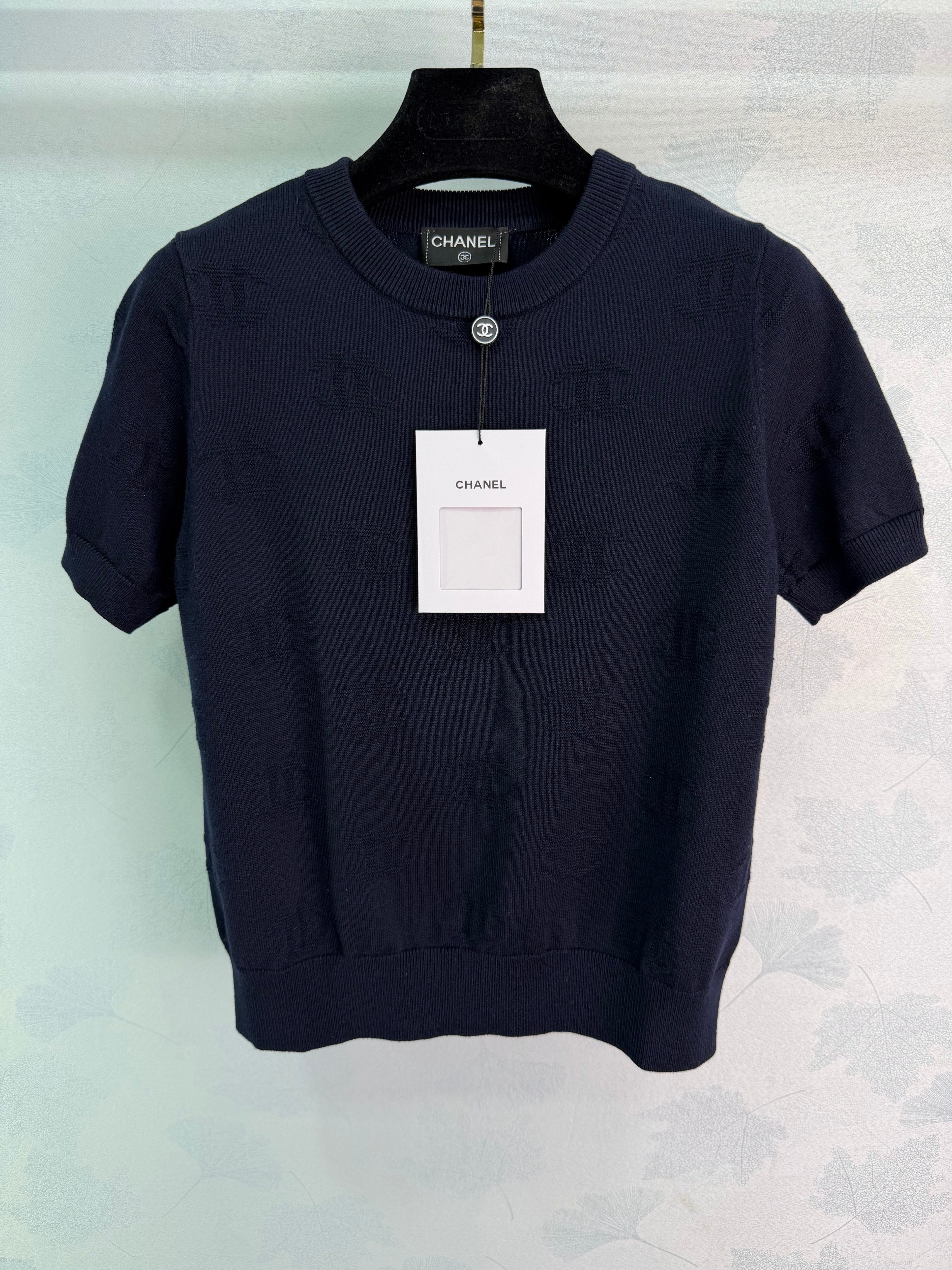 Jacquard Knit Short-Sleeve T-Shirt