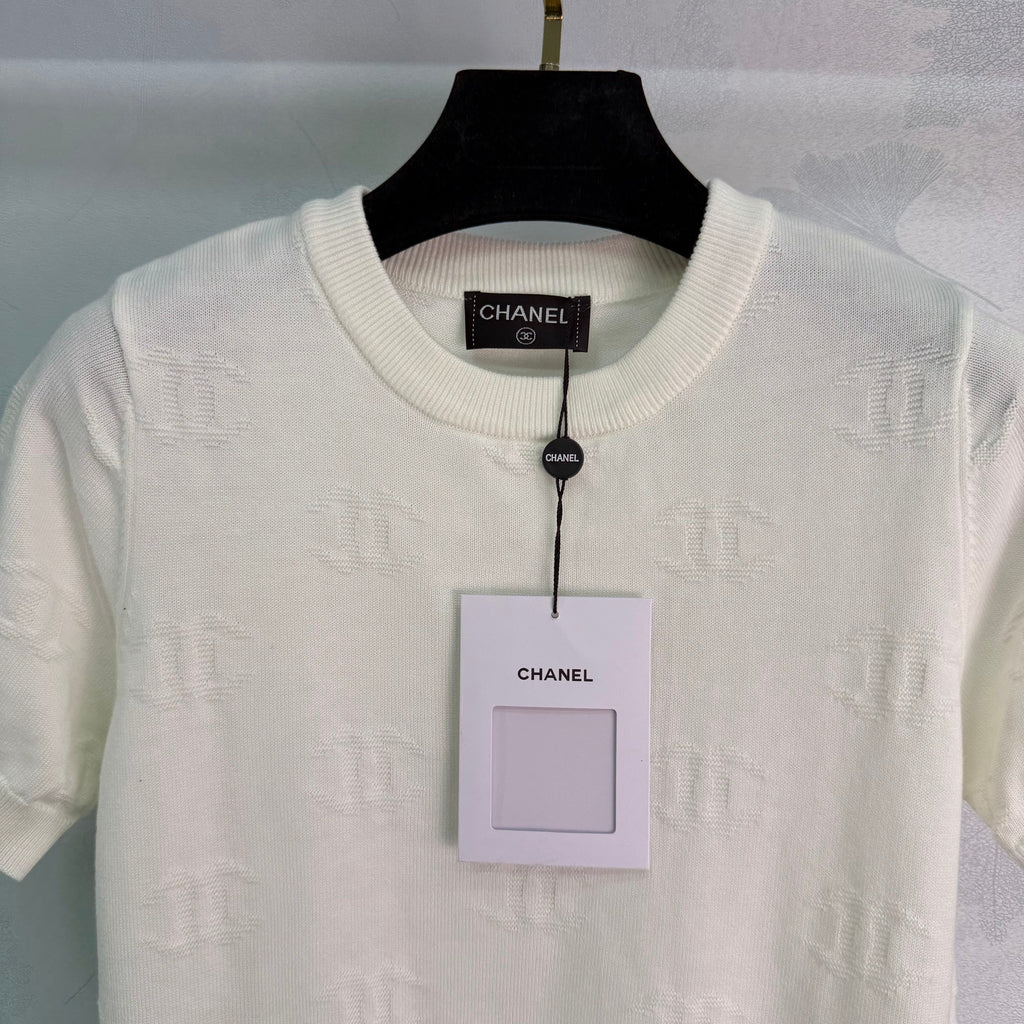Jacquard Knit Short-Sleeve T-Shirt