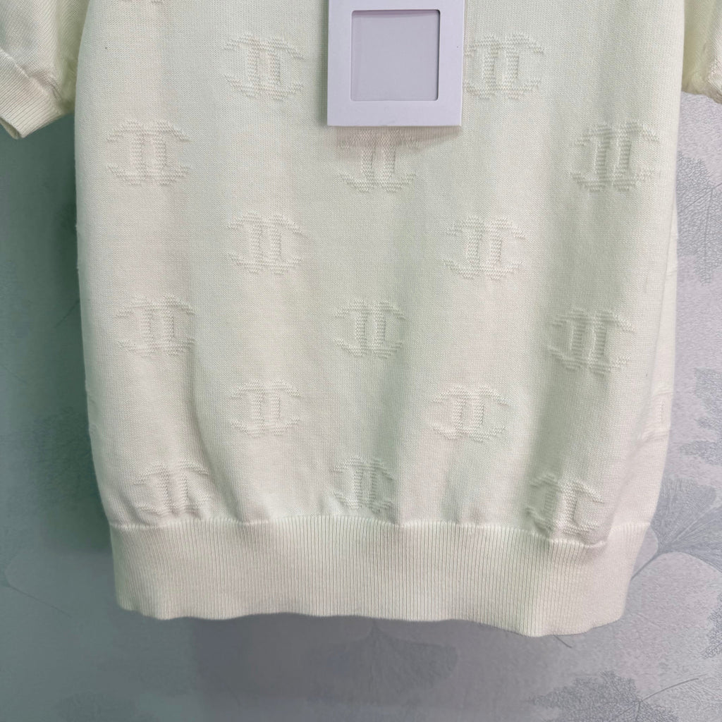 Jacquard Knit Short-Sleeve T-Shirt