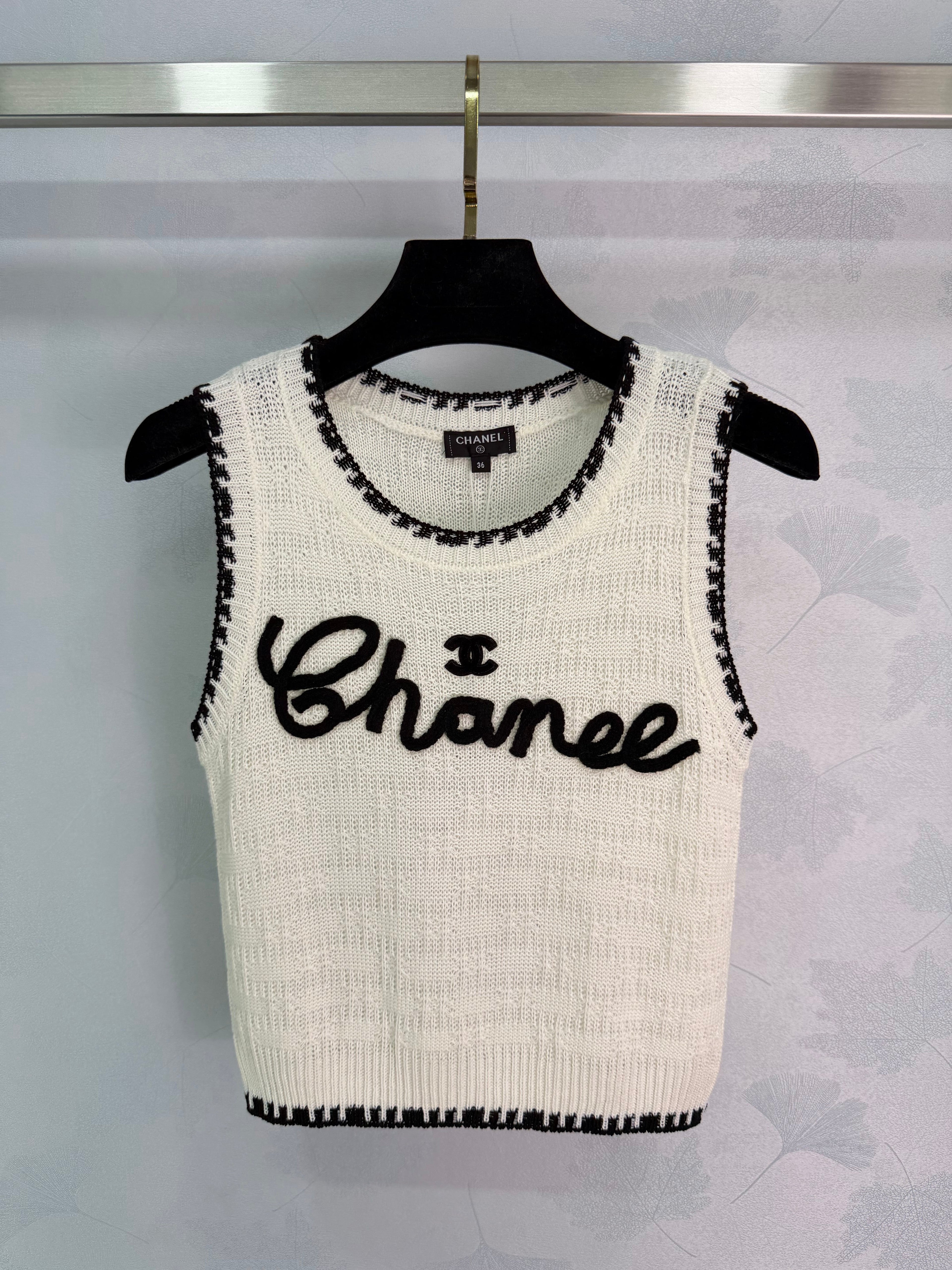 Embroidered-Trimmed Knit Vest