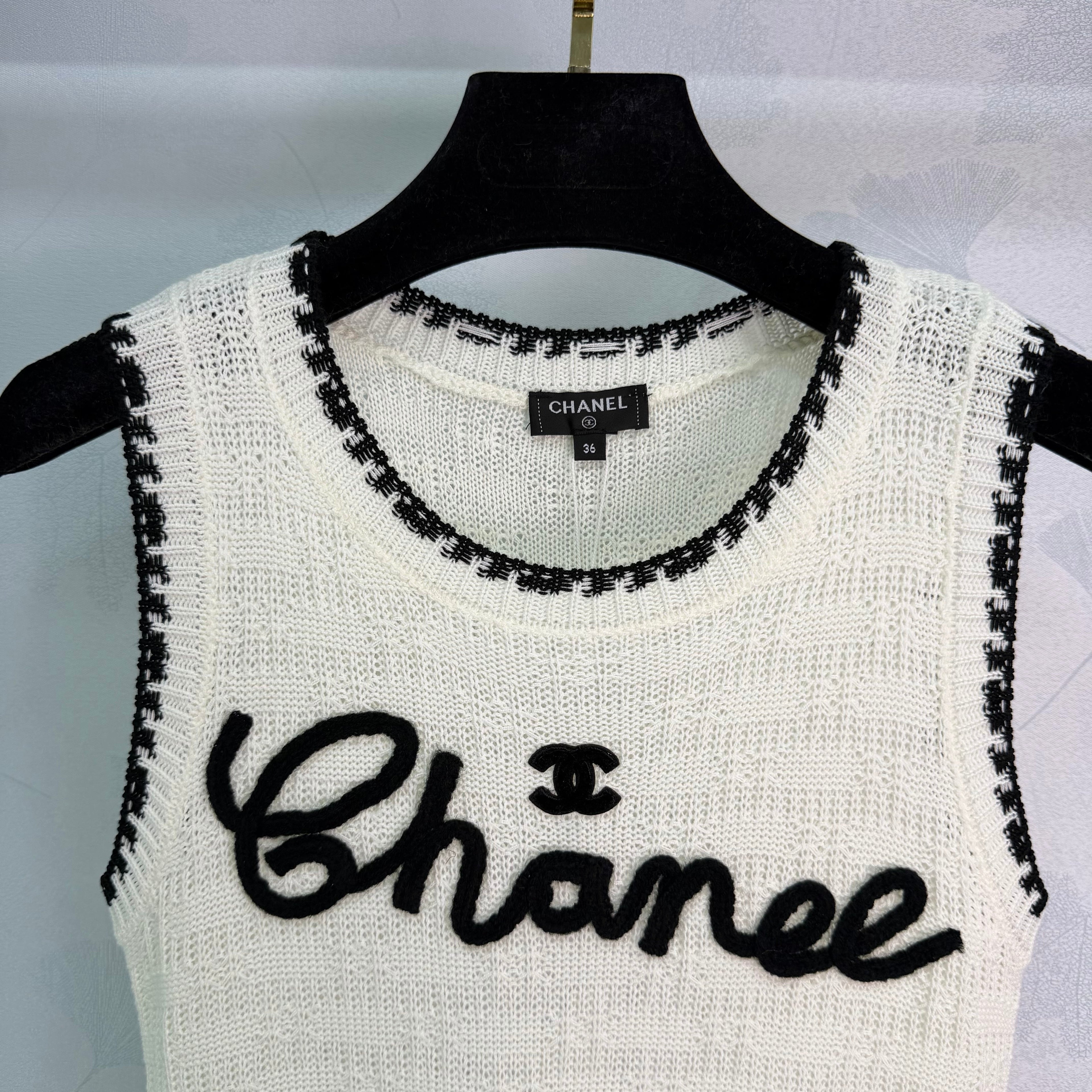 Embroidered-Trimmed Knit Vest