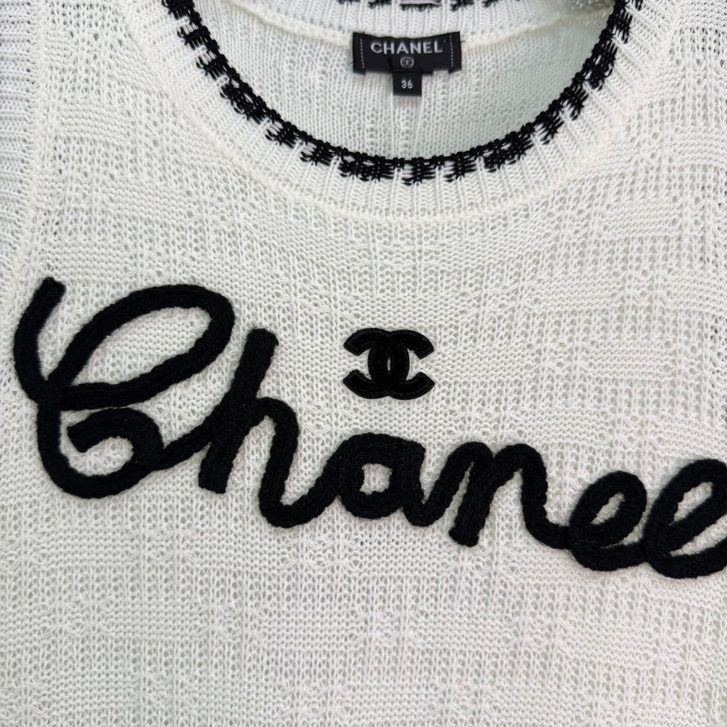 Embroidered-Trimmed Knit Vest