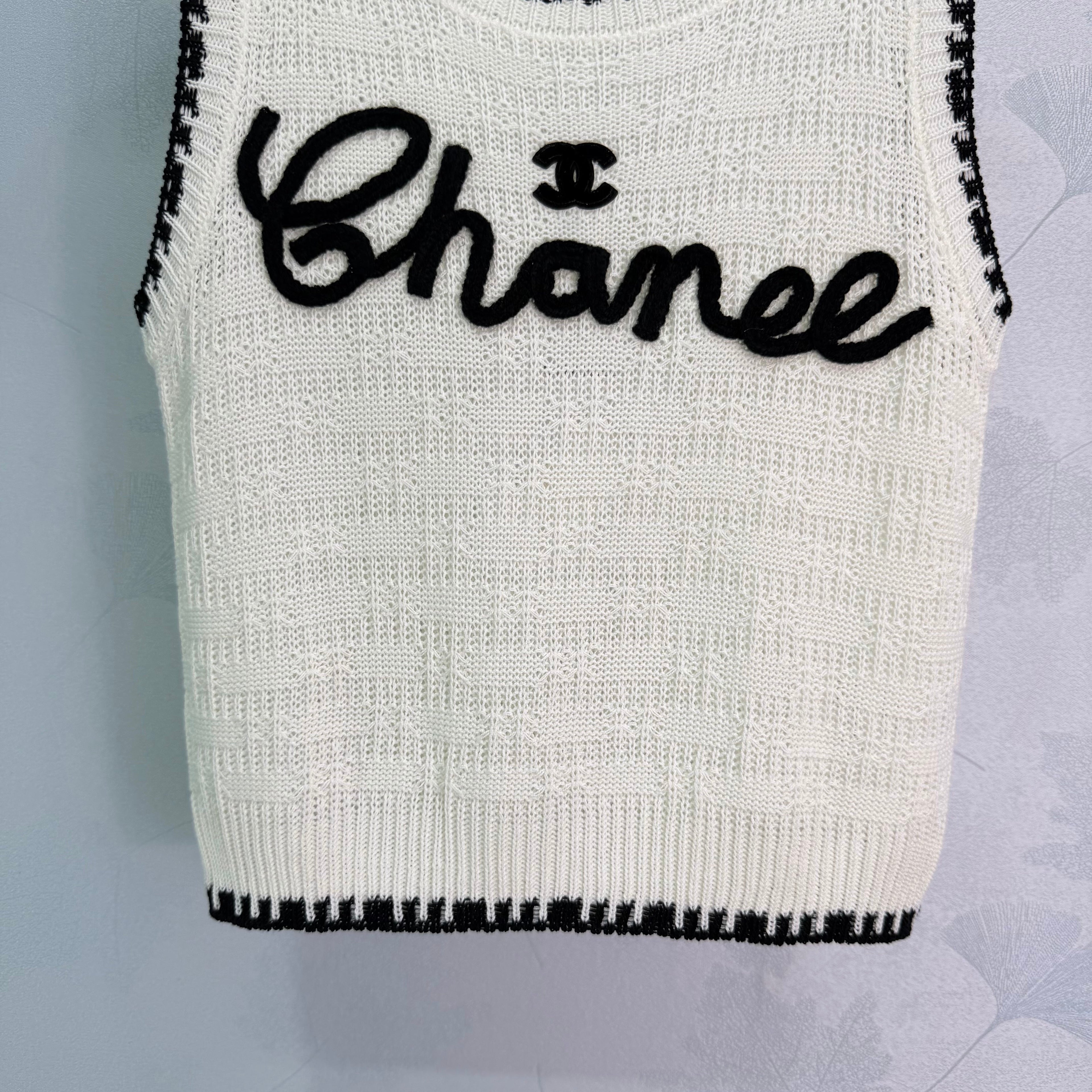 Embroidered-Trimmed Knit Vest