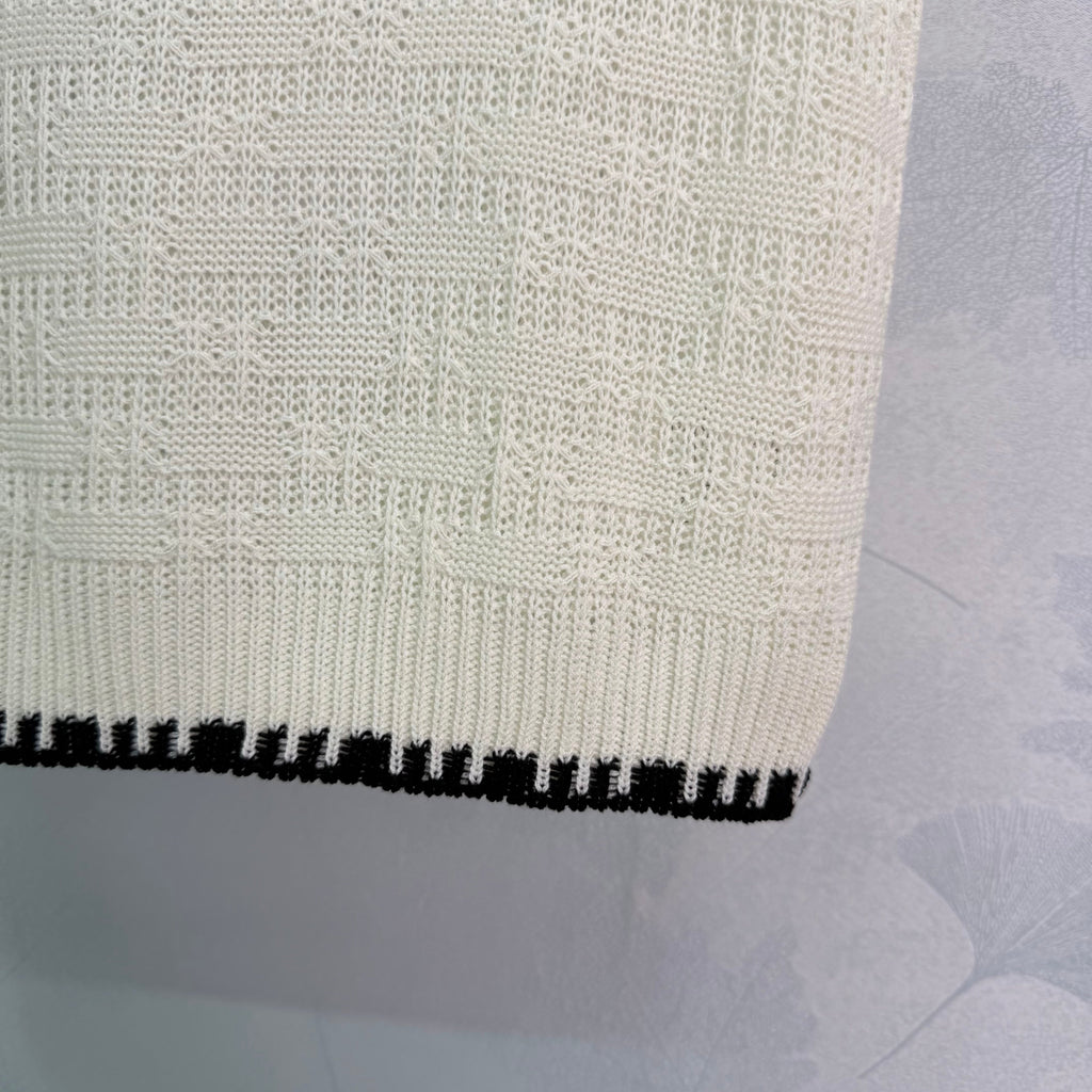 Embroidered-Trimmed Knit Vest