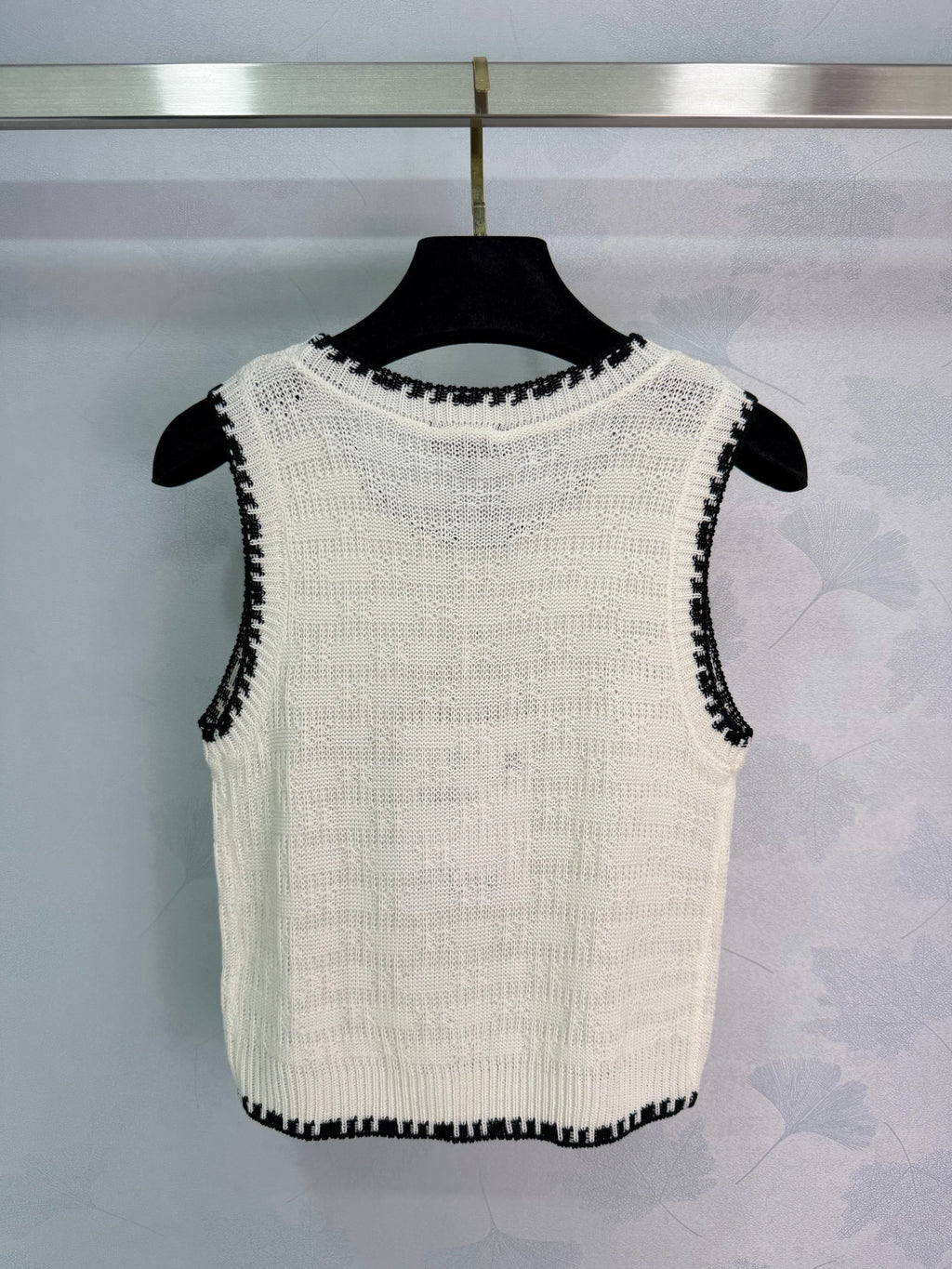 Embroidered-Trimmed Knit Vest