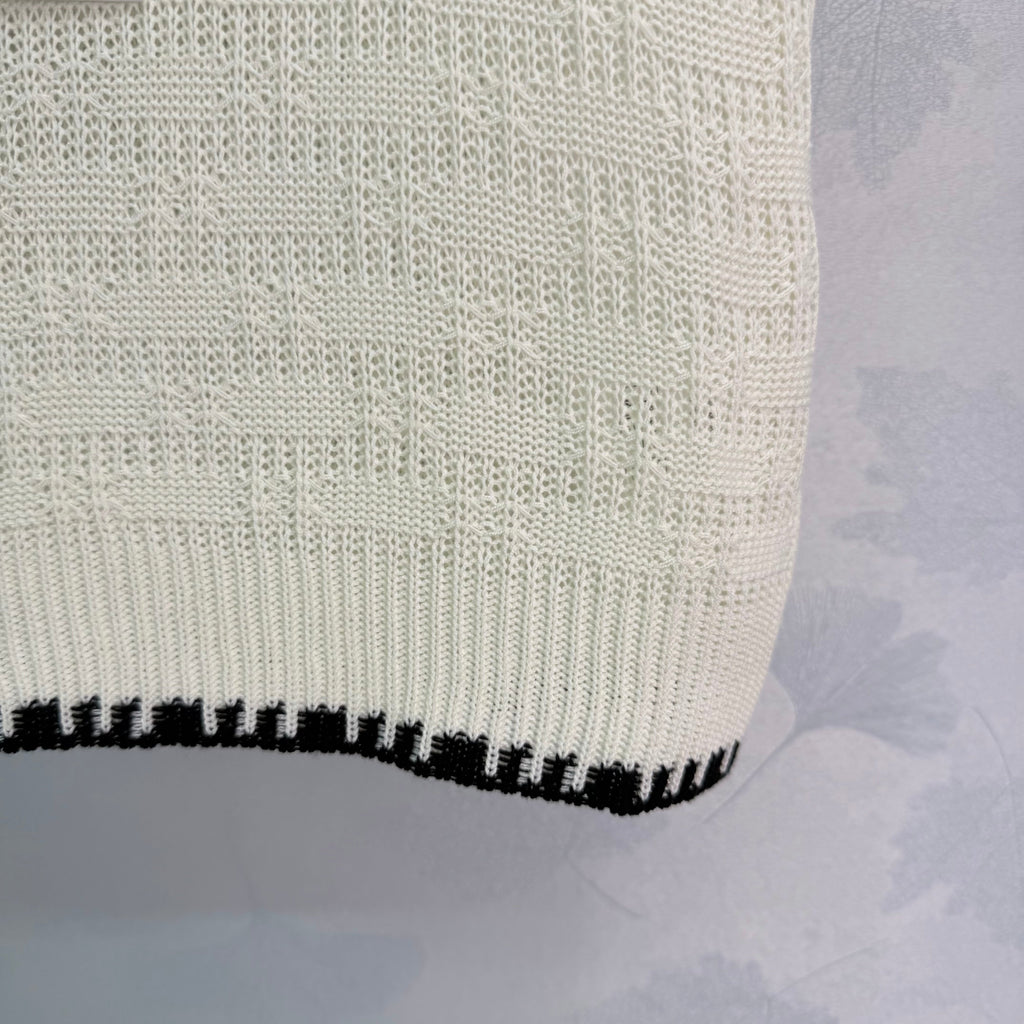Embroidered-Trimmed Knit Short-Sleeve T-Shirt