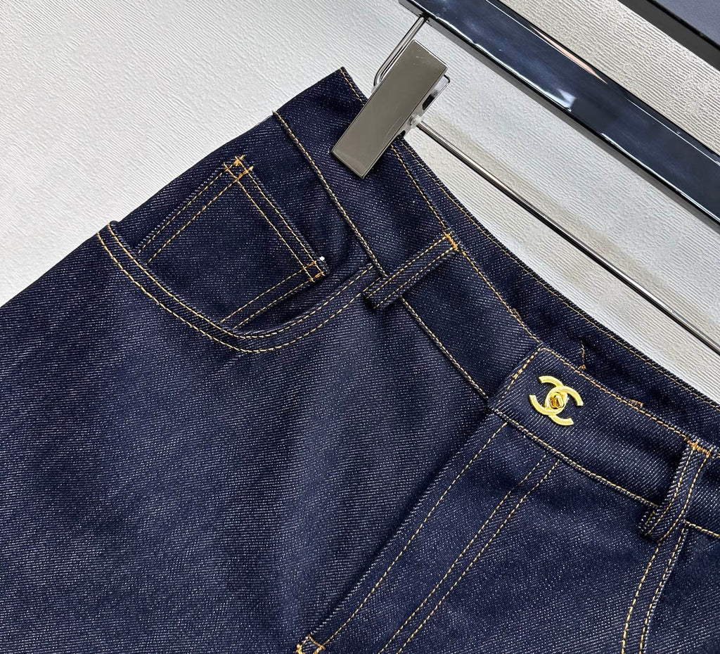 Embroidered Backpack Button Denim Shorts