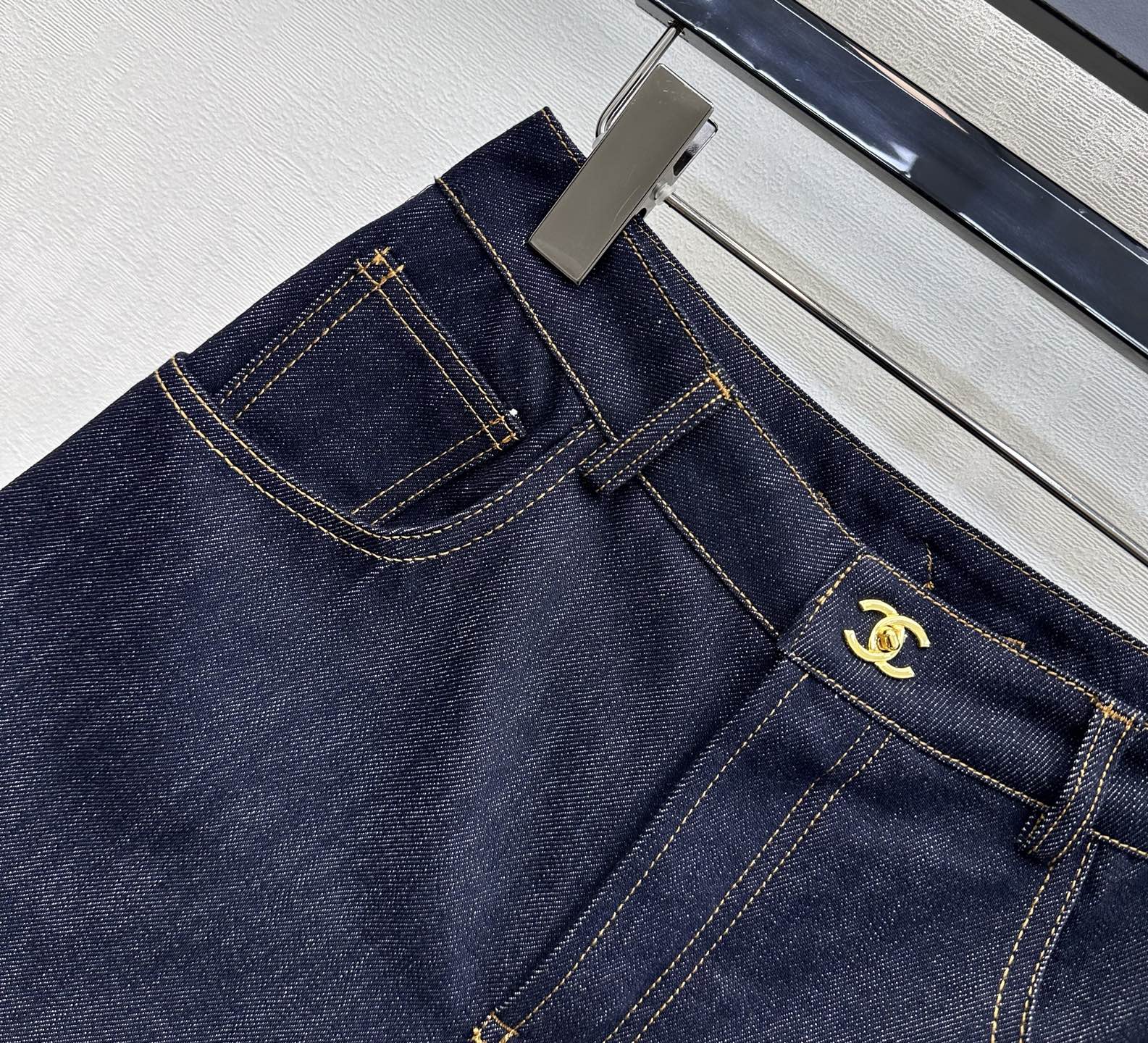 Embroidered Backpack Button Denim Shorts