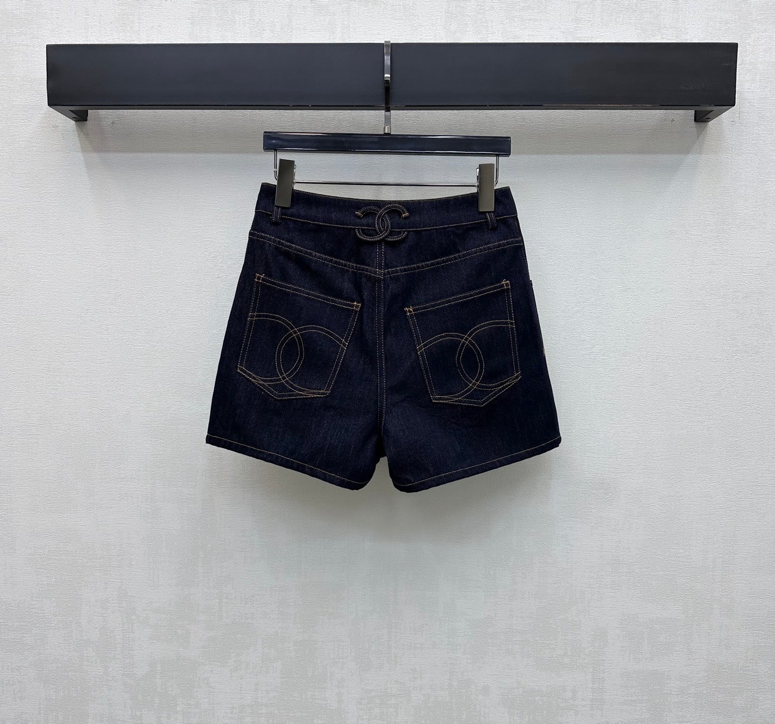 Embroidered Backpack Button Denim Shorts