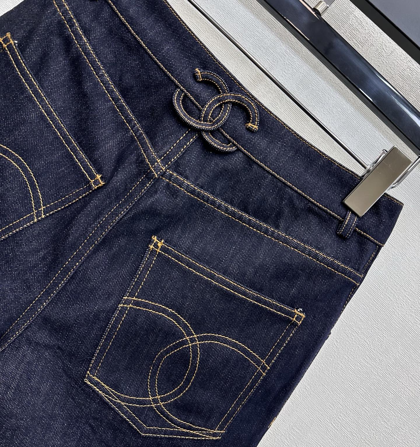 Embroidered Backpack Button Denim Shorts
