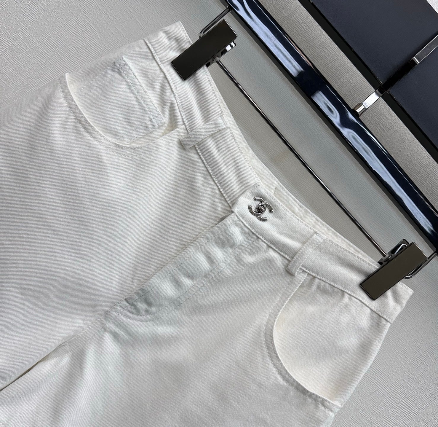 Embroidered Backpack Button Denim Shorts